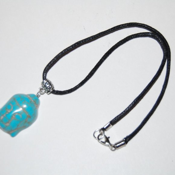 Buddha Turquoise Pendant Necklace ,Buddhist Cord Necklace, Spirituality, Prayer - Picture 3 of 4